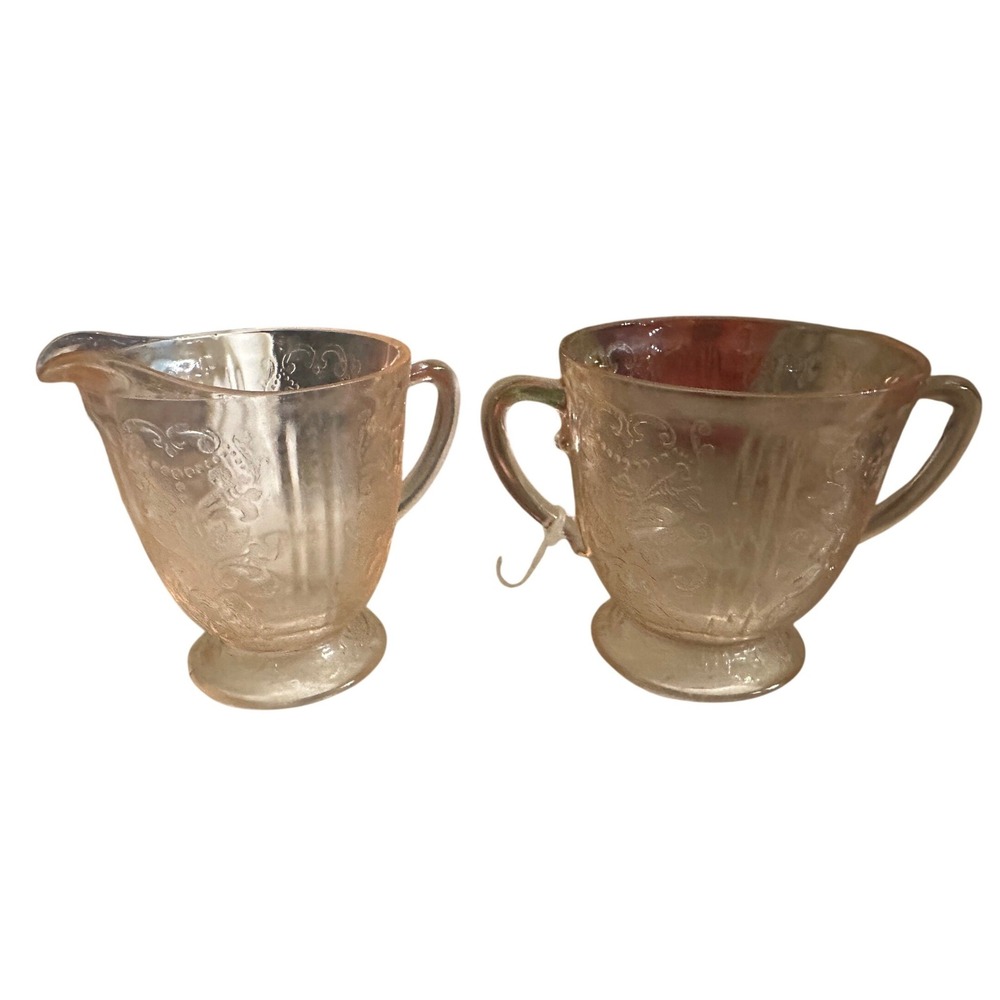 MacBeth Evans Pink Depression Glass American Sweetheart Creamer Sugar Bowl Set